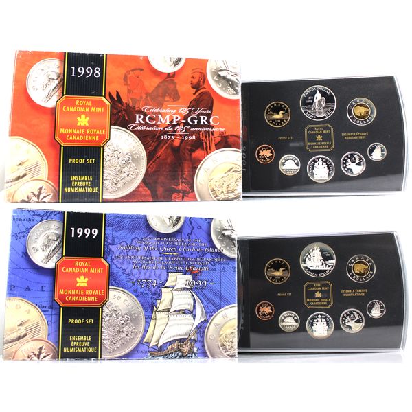 1998 & 1999 Proof Double Dollar Sets. 2pcs