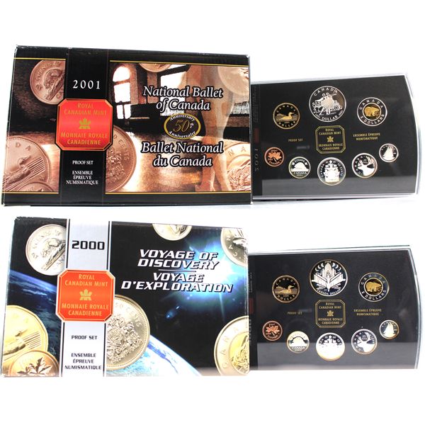 2000 & 2001 Proof Double Dollar Sets. 2pcs