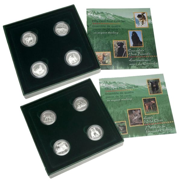 1996-1997 50-cent 4-piece Sterling Silver Sets. 2pcs.