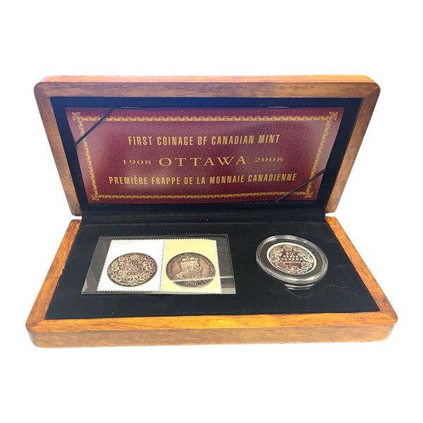 1908-2008 50-cent First Coinage of the Canadian Mint Sterling Silver Coin & Stamp Set