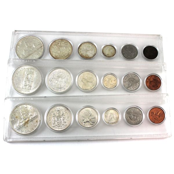 1957, 1958, & 1959 6-piece Year Sets. 3pcs.