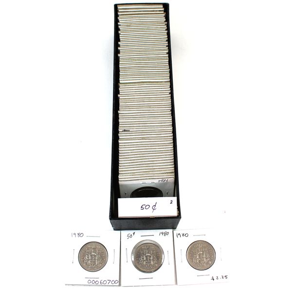 Estate Lot of 50-cent 1980-2002 Coins. 95pcs.