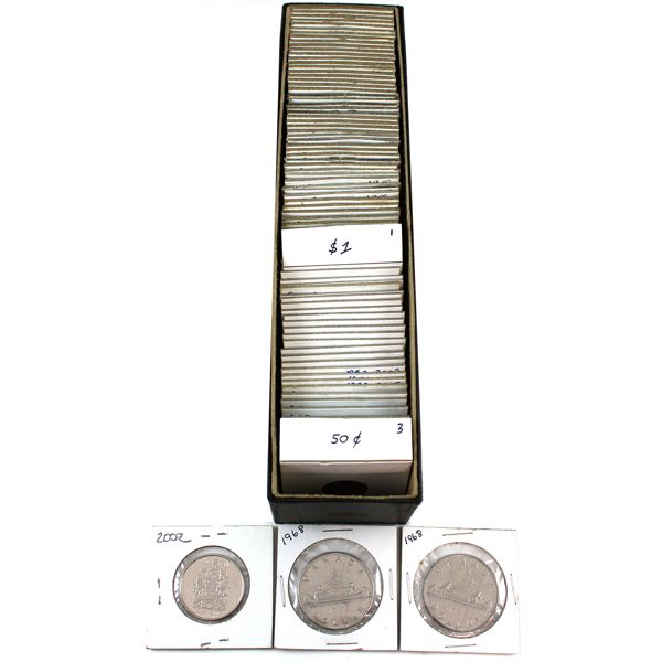 Estate Lot of 50-cent 2002-2011 & $1 1968-1971 Coins. 84pcs.