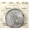 Image 1 : Silver $1 1965 Large Beads Ptd 5 ICCS PL66 Cameo *Rare* 