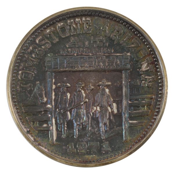 USA 1971 Tombstone Arizona OK Corral 0.84oz .999 Silver Medal 39mm. (Tax Exempt)