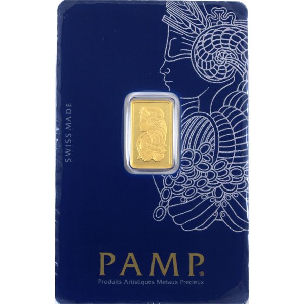 2.5g PAMP Suisse .9999 Fine Gold Bar. (Tax Exempt)
