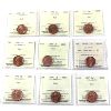Image 1 : 1-cent 1990, 1992, 1993, 1994, 1995, 1996, 1998, 1999P Numismatic BU & 1999. ICCS MS65 Red. 9pcs.
