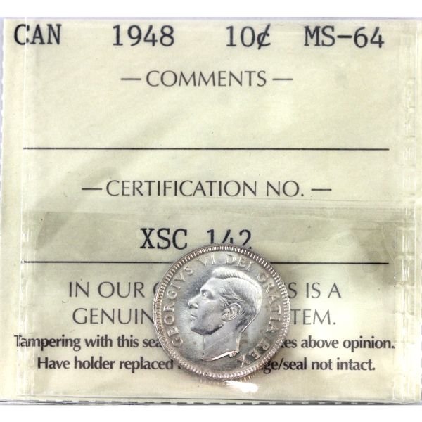 10-cent 1948 ICCS MS64 