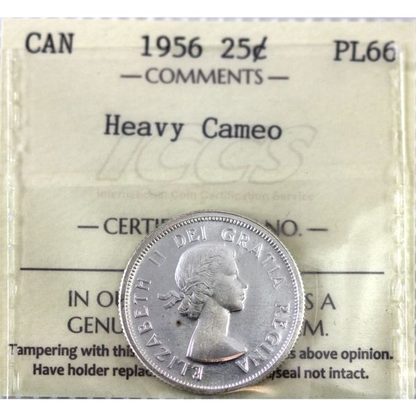 25-cent 1956 ICCS PL66 Heavy Cameo