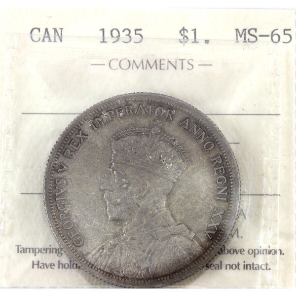 Silver $1 1935 ICCS MS65