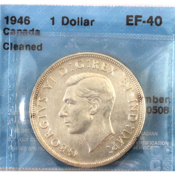 Silver $1 1946 CCCS EF40 (Cleaned)