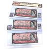 Image 1 : 3x BC-38b 1954 $2 Modified Portrait BCS UNC60 Original Beattie-Rasminskly. Notes in Sequence. 3pcs. 