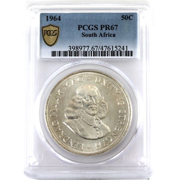 South Africa Silver 1964 50-cent PGCS PR67 