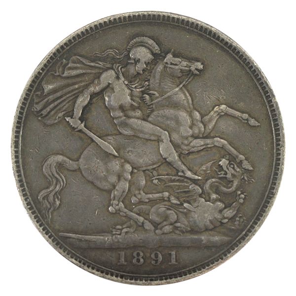 Great Britain Silver 1891 Crown VF  