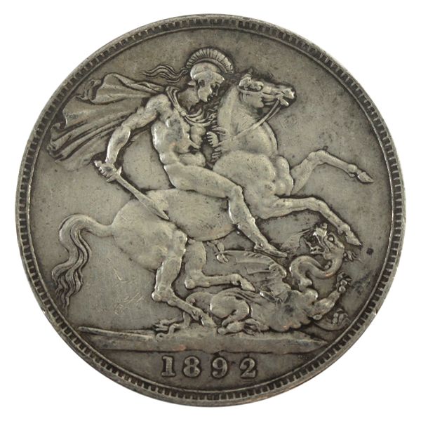Great Britain Silver 1892 Crown VF-EF (Scratched) 