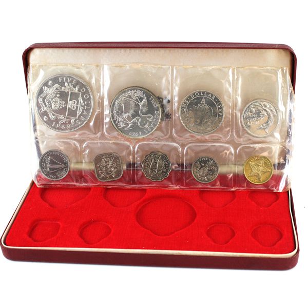 Bahamas 1971 9 Coin Proof Set in Original Display Case From The Franklin Mint With COA. 