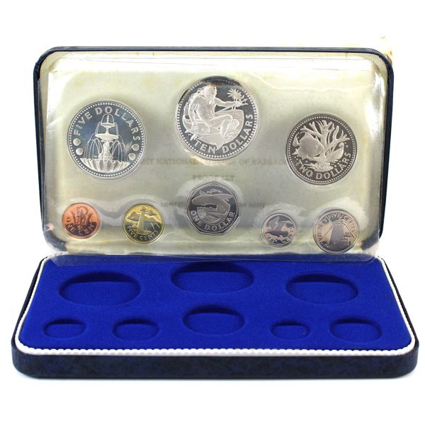 Barbados 1973 8 Coin First National Coinage of Barbados Proof Set in Original Display Case With COA.