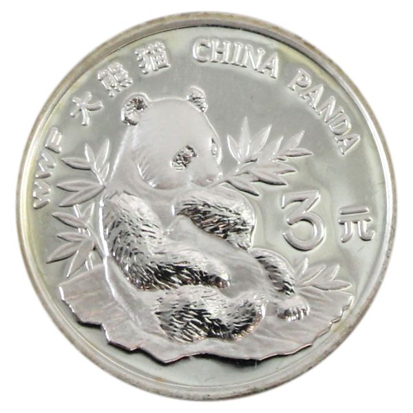 China Silver 1997 3 Yuan WWF Conserving Nature Giant Panda with COA. 
