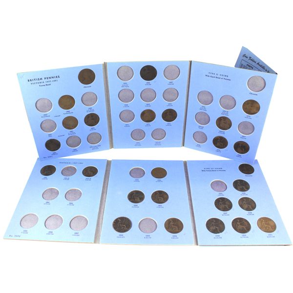 Great Britian 1-cent 1860-1894  Bulk Collection in 2x Folders. 15pcs.