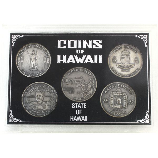 Hawaii Coins of Hawaii Token Dollar Set in Original Frame. 