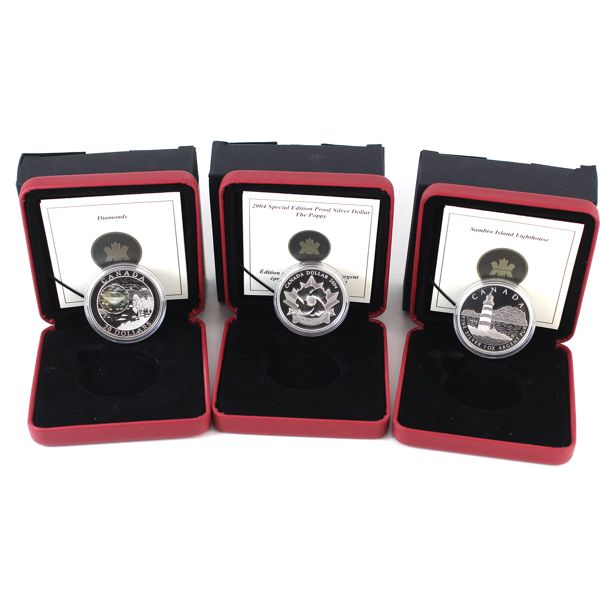 2004 $1 & $20 Fine Silver Coins. 3pcs (Tax Exempt)