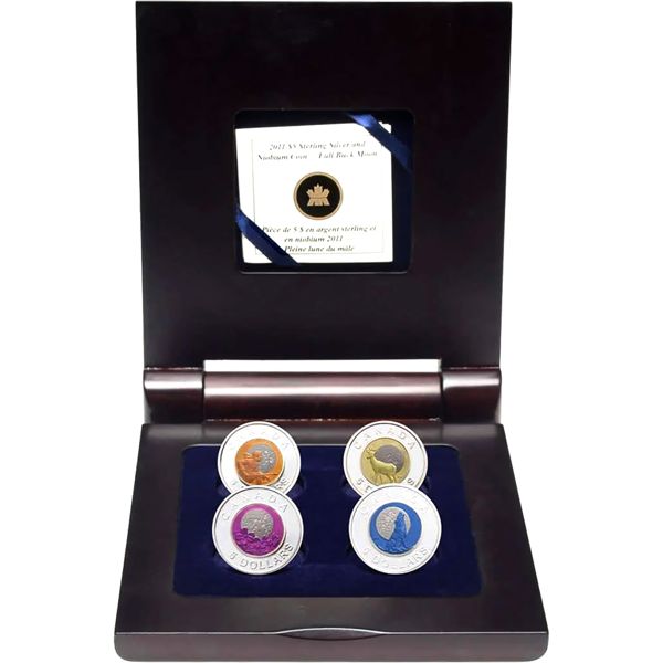 2011-2012 $5 Full Moons of the Algonquin Sterling Silver & Niobium 4-coin Set in Deluxe Case