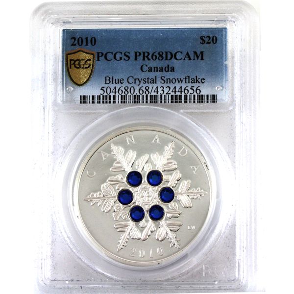 2010 Canada $20 Blue Crystal Snowflake PCGS PR68 DCAM