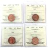 Image 1 : 1-cent 1977, 1979, 1984 & 1991 ICCS MS65 Red. 4pcs.
