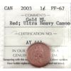 Image 1 : 1-cent 2003 Gold Colour Maple Leaf ICCS PF67 Red; UHC