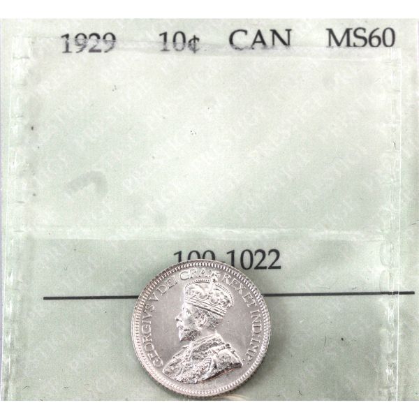 10-cent 1929 Prestige Certified MS60 
