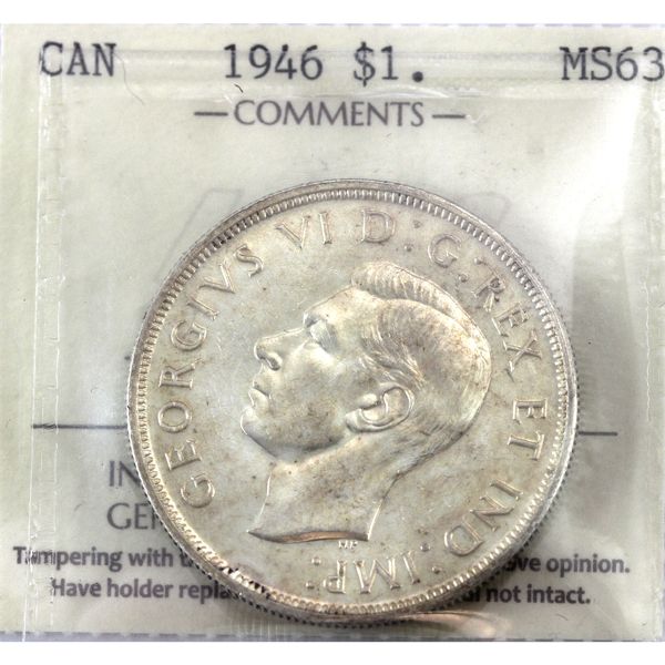 Silver $1 1946 ICCS MS63