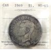 Image 1 : Silver $1 1949 ICCS MS65