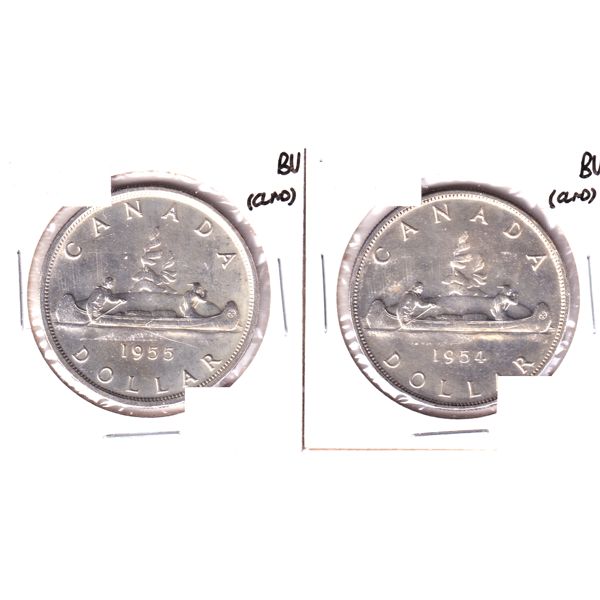 Silver $1 1954 & 1955 Both are BU (Cleaned)