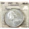 Image 1 : Silver $1 1965 Type V ICCS MS63 Cameo