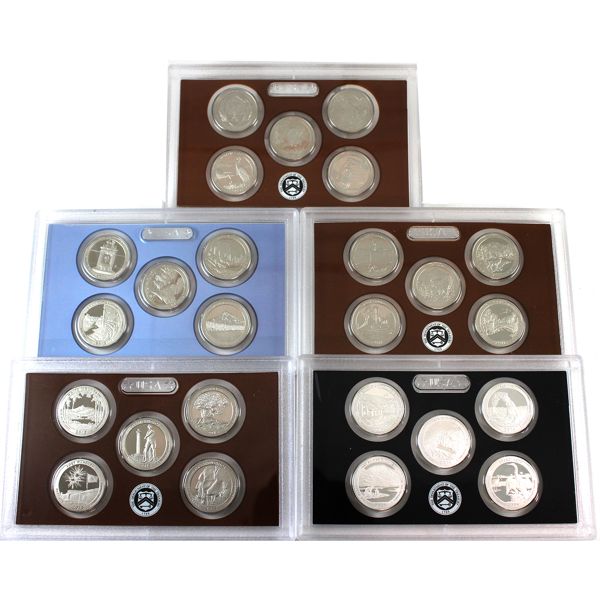 USA 2010-2015 America the Beautiful; Dept of the Treasury Quarter Proof Sets. 5pcs. 