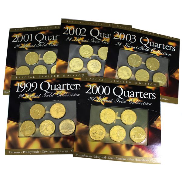 USA 1999-2003 Quarters 24 Karat Gold-Plated Collection- A Celebration of the 50 States. 