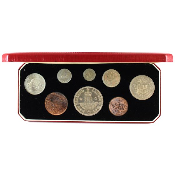 New Zealand 1953 8-Piece Proof Set in Original Red Mint Case *Scarce*
