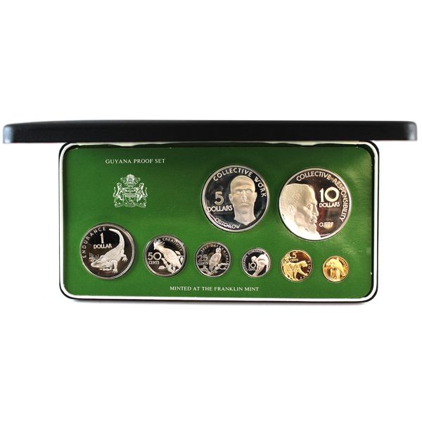 Guyana 1976 8-Piece Proof Set Minted at The Franklin Mint In Original Case