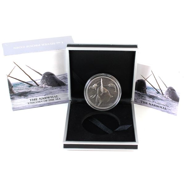 Cook Islands Silver 2015 $5 The Narwal Unicorn Of The Sea (Tax Exempt)