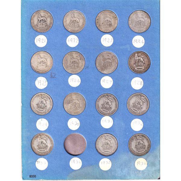 Great Britain 1921-1952 Shillings Collection in Whitman Folder. 29pcs. 