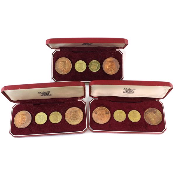 Bailiwick of Jersey 4-Piece Proof Set in Original Royal Mint Box. 3 Sets. 