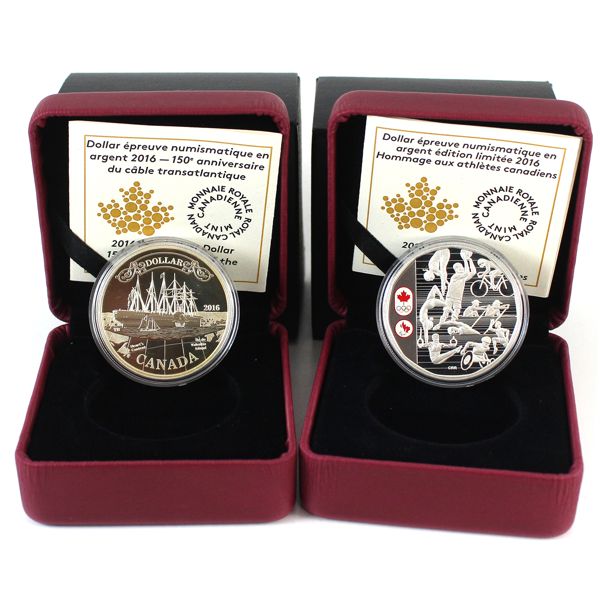 2016 Proof Silver Dollar .9999 Fine Silver Coins. 2pcs. (Tax Exempt)