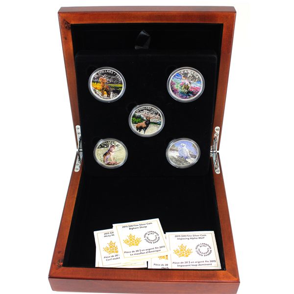 2015-2016 $20 Majestic Animals 5-Piece Fine Silver Set (Tax Exempt)