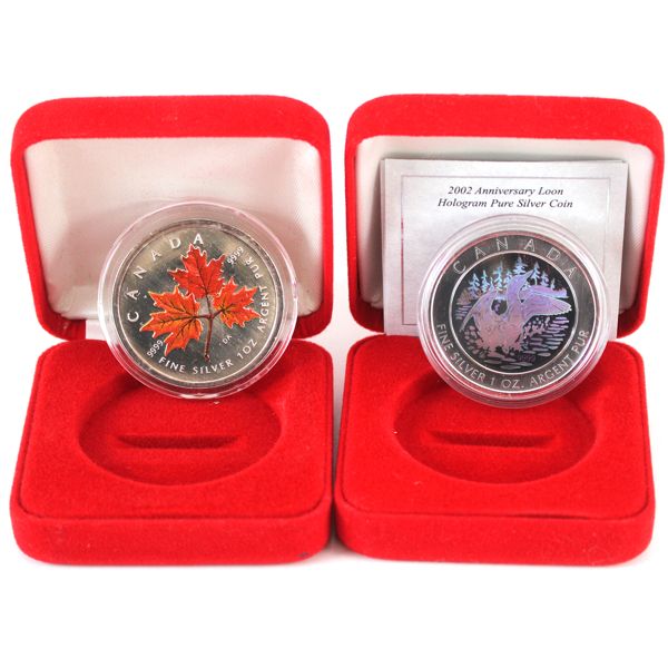 2001 & 2002 $5 1oz Fine Silver Coins. 2pcs. (Tax Exempt)