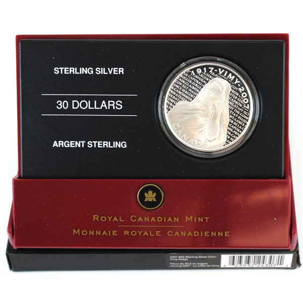 2007 $30 National War Memorials-Vimy Ridge .925 Fine Silver Coin 