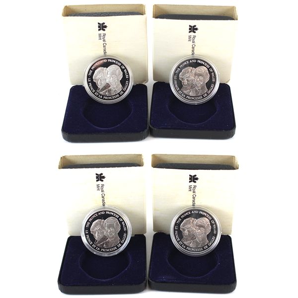 1983 The Prince and Princess of Wales .925 Silver Coins. 4pcs. 