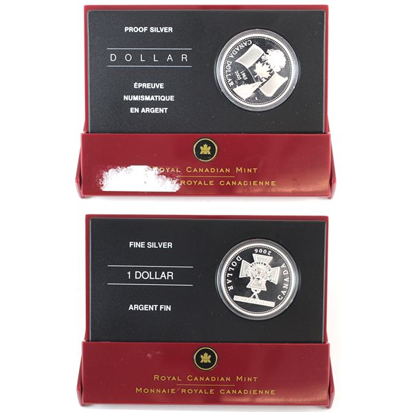 2005 & 2006 Fine Silver Proof Dollars. 2pcs (Tax Exempt)