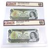 Image 1 : BC-46a & BC-46b 1973 $1 BCS GEM UNC65 Original Bank of Canada Notes. 2pcs.
