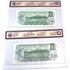 Image 2 : BC-46a & BC-46b 1973 $1 BCS GEM UNC65 Original Bank of Canada Notes. 2pcs.