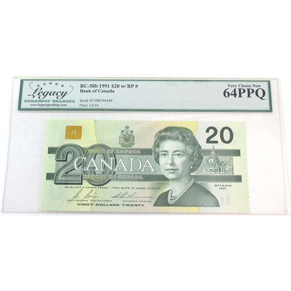 BC-58b 1991 $20 Legacy CUNC64 PPQ Bonin-Thiessen w/ BP SN: EVS8396449